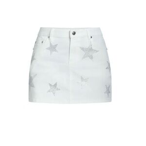 White Madden NYC Women’s Denim Rhinestone Skirt - Size Small